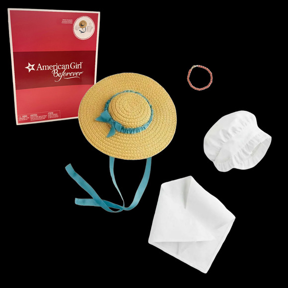 American Girl FELICITY MEET ACCESSORIES Beforever Hat Necklace Fichu Bonnet BOX - Picture 11 of 11